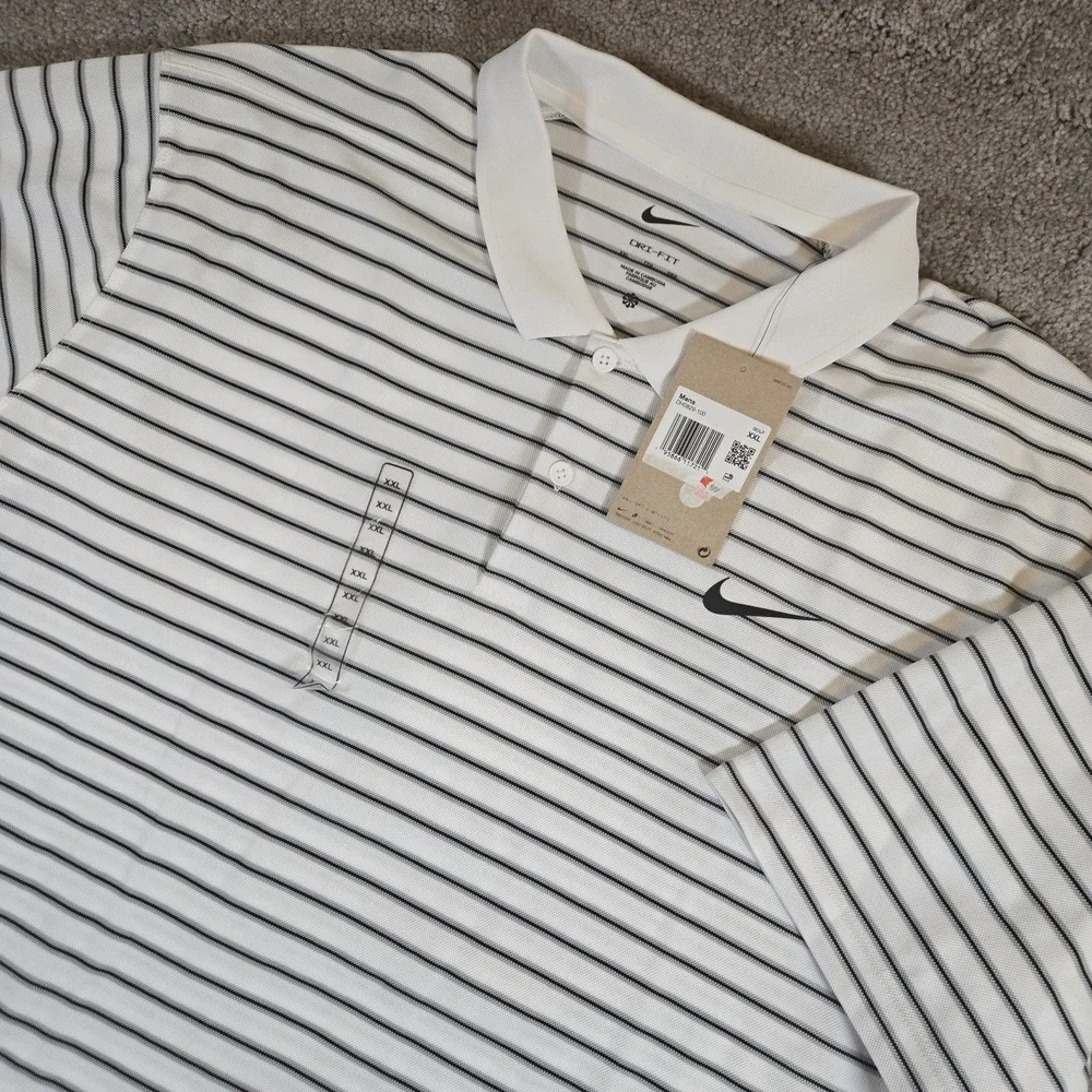 NWT Nike Golf Dri-Fit Performance Polo Men's 2XL Victory Striped DH0829-100